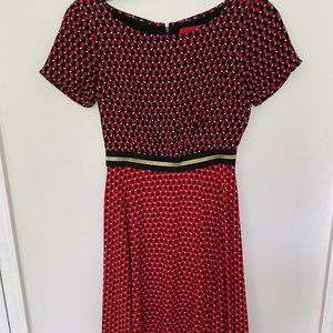 Anthropologie red patterned dress.